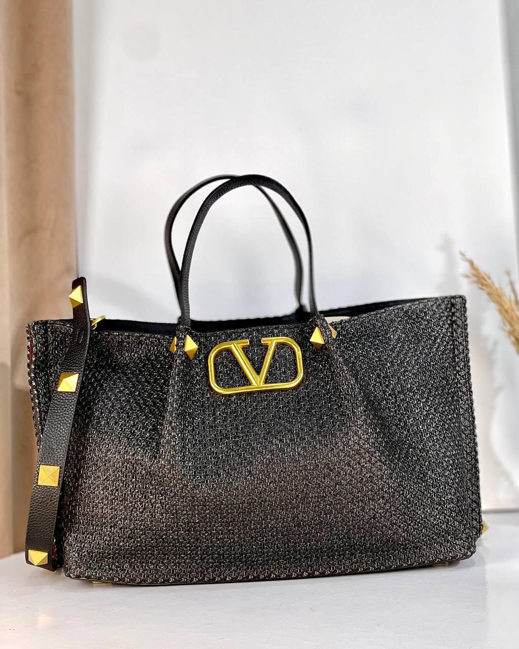 VALENTINO WOMEN'S ROMAN STUD RAFFIA BAG