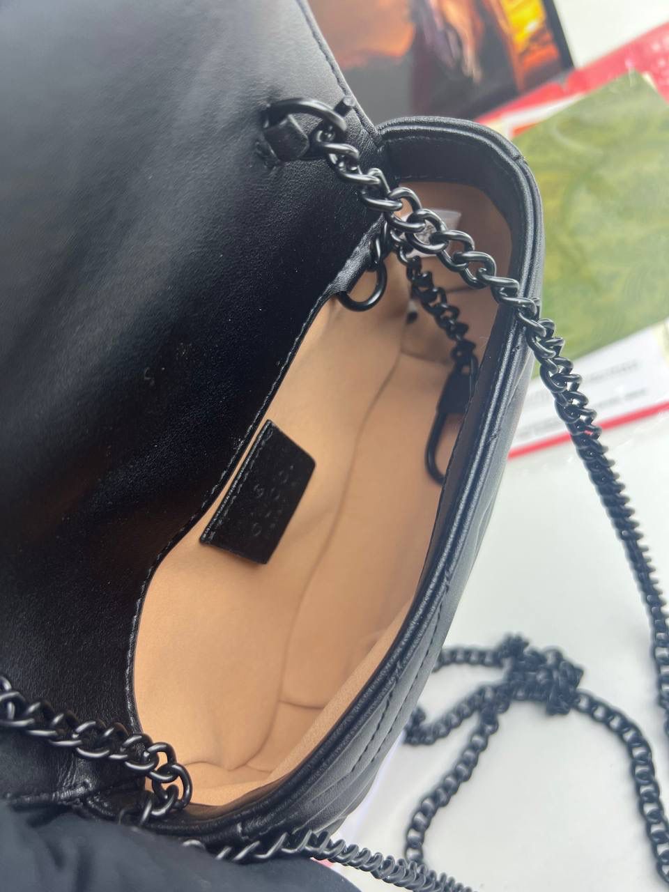 Gg marmont flap leather crossbody bag