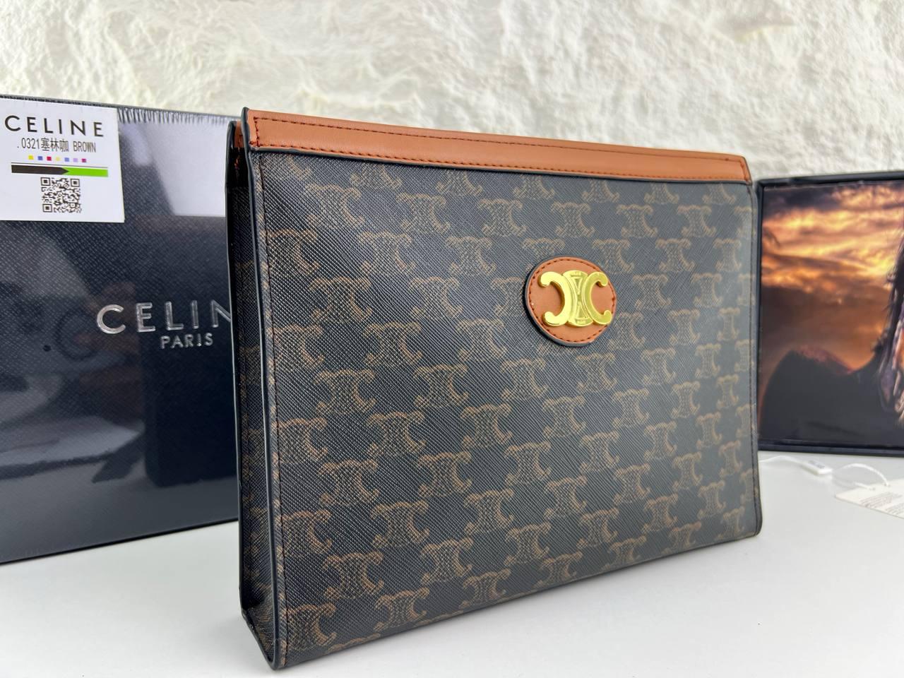 Celine Triophee Logo Pouch Clutch Bag