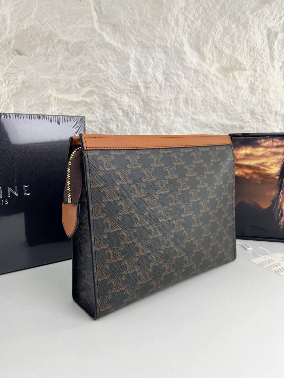 Celine Triophee Logo Pouch Clutch Bag
