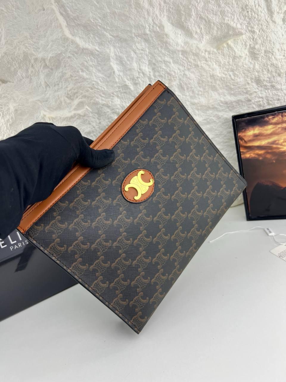 Celine Triophee Logo Pouch Clutch Bag