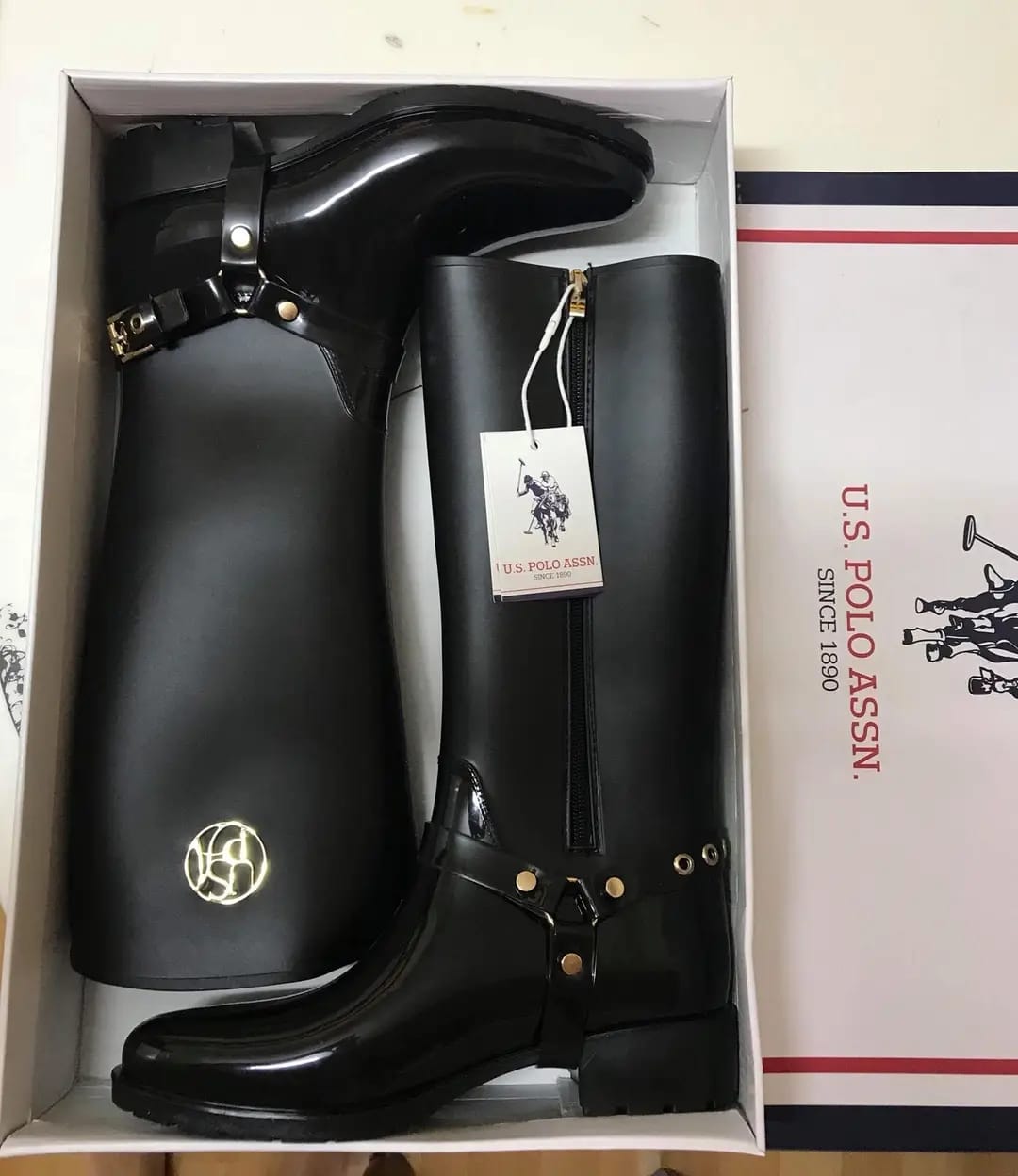 U.S. Polo Assn. Rain Boots Waterproof Black