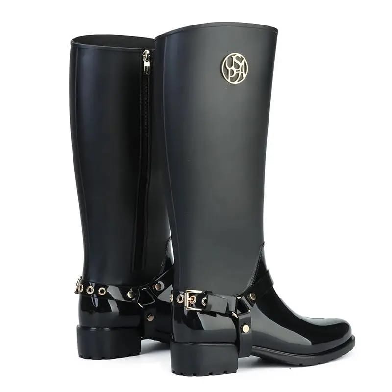 U.S. Polo Assn. Rain Boots Waterproof Black