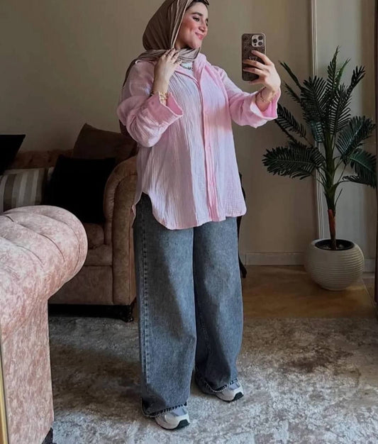 Oversize Gauze Shirt with Pocket