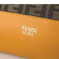 FENDI FF JACQUARD AND SMOOTH LEATHER SHOULDER BAG