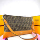 FENDI FF JACQUARD AND SMOOTH LEATHER SHOULDER BAG