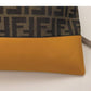 FENDI FF JACQUARD AND SMOOTH LEATHER SHOULDER BAG