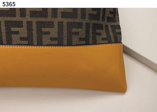 FENDI FF JACQUARD AND SMOOTH LEATHER SHOULDER BAG