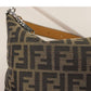 FENDI FF JACQUARD AND SMOOTH LEATHER SHOULDER BAG