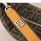 FENDI FF JACQUARD AND SMOOTH LEATHER SHOULDER BAG