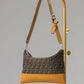 FENDI FF JACQUARD AND SMOOTH LEATHER SHOULDER BAG