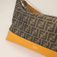 FENDI FF JACQUARD AND SMOOTH LEATHER SHOULDER BAG