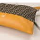 FENDI FF JACQUARD AND SMOOTH LEATHER SHOULDER BAG