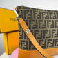 FENDI FF JACQUARD AND SMOOTH LEATHER SHOULDER BAG