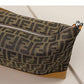 FENDI FF JACQUARD AND SMOOTH LEATHER SHOULDER BAG
