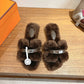 Hermes slippers with soft fur