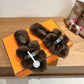Hermes slippers with soft fur