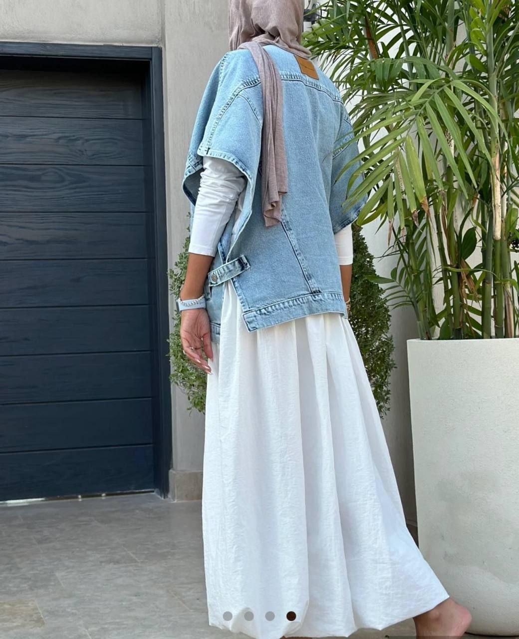 Cut Detail Denim Vest