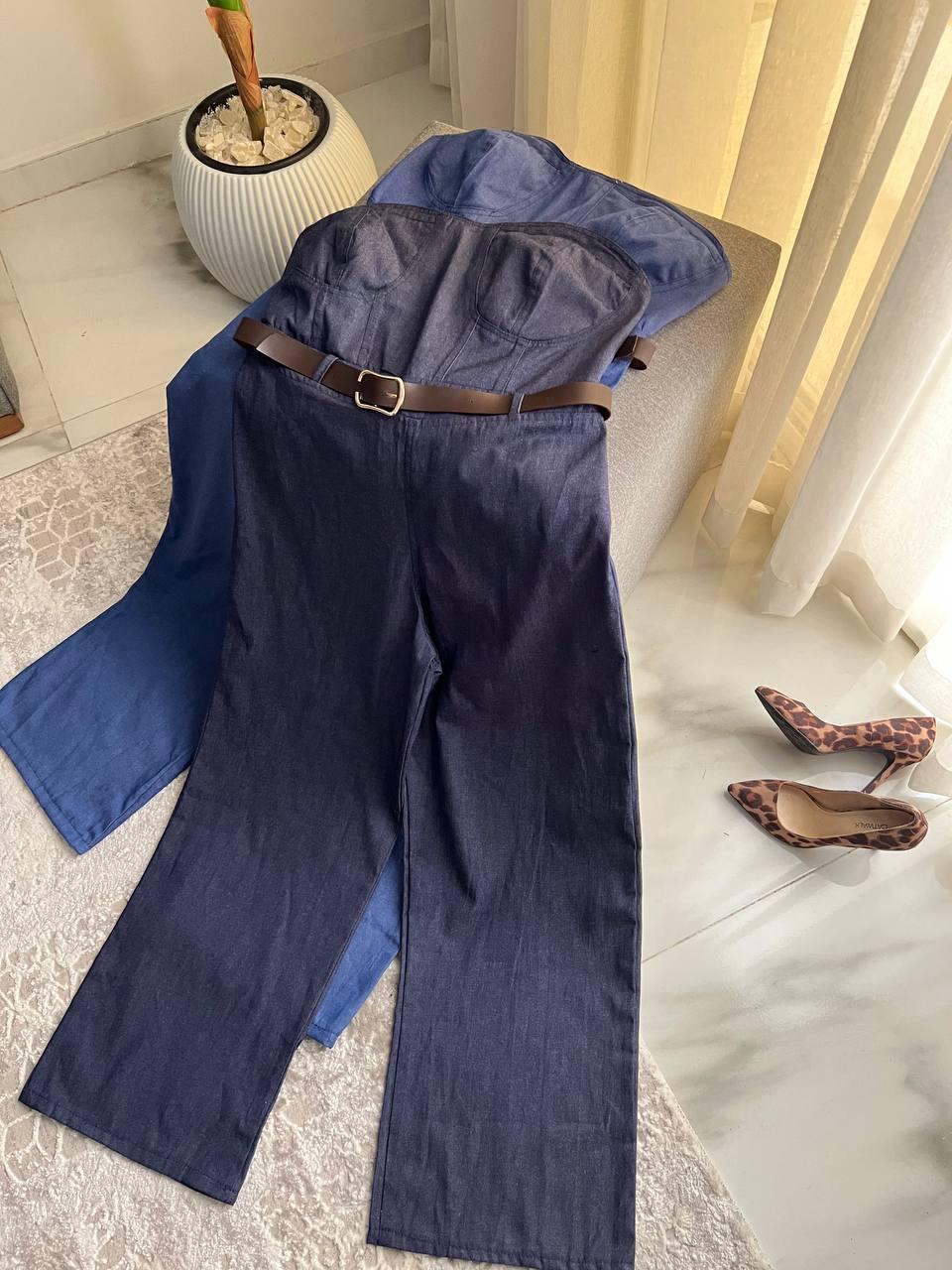 Denim Belted Jumpsuit