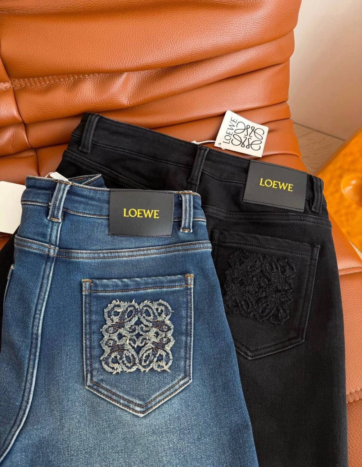 Loewe-inspired embroidered zip-up biker jackets
