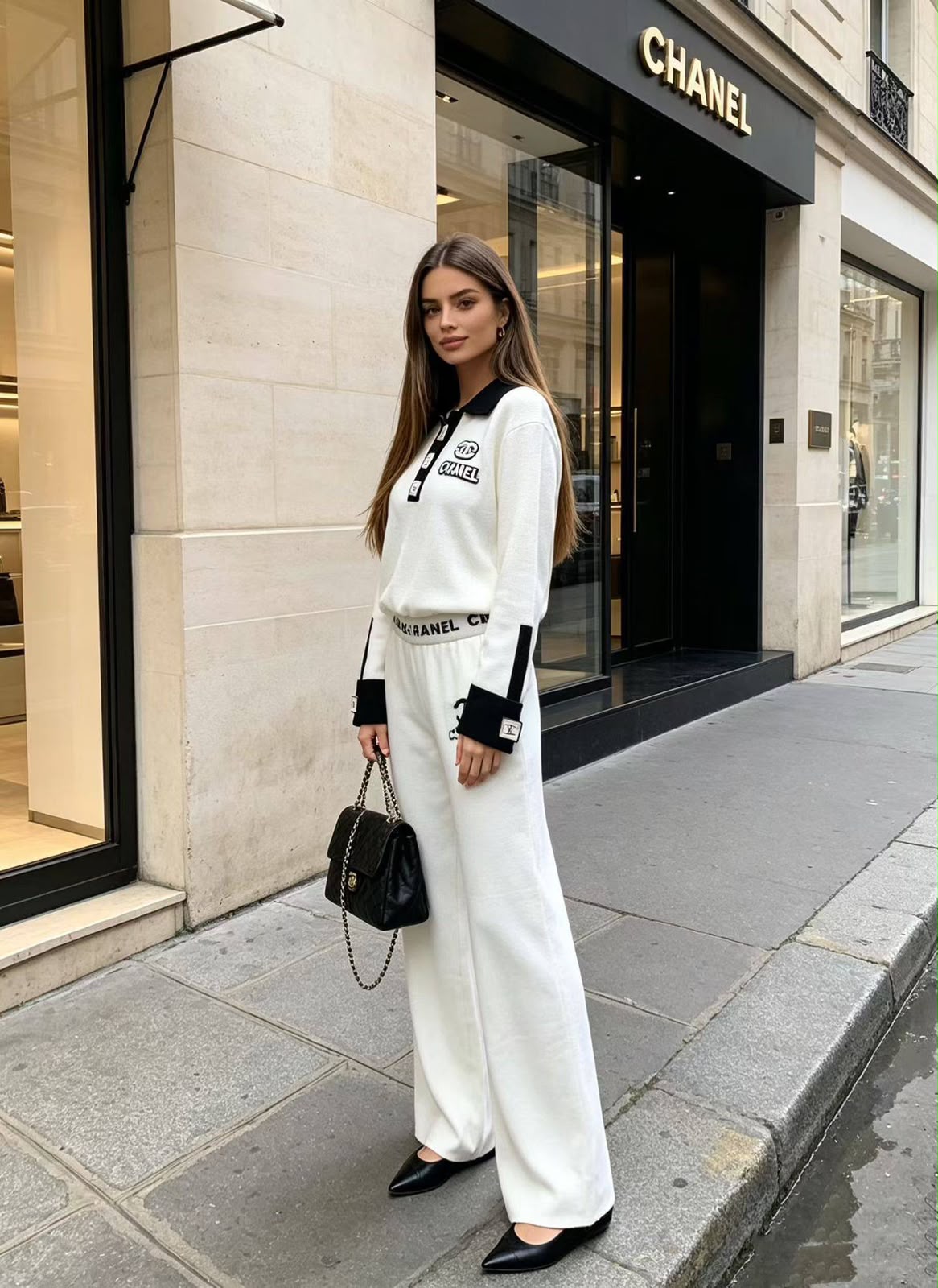 Chanel white knit two-piece set