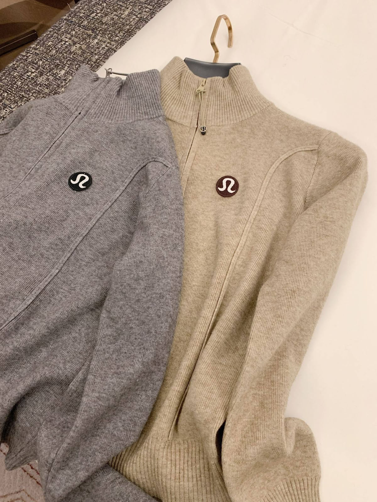 Lulue lemon knit lounge zip-up jacket and wide-leg pants sets