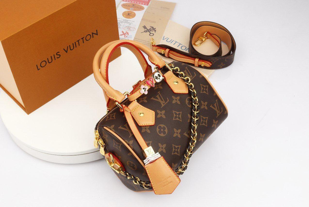 Louis Vuitton Speedy Bandoulière with Red Trim