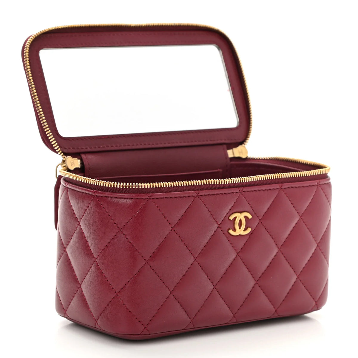 Chanel Lambskin Quilted Small Vanity Case With Chain