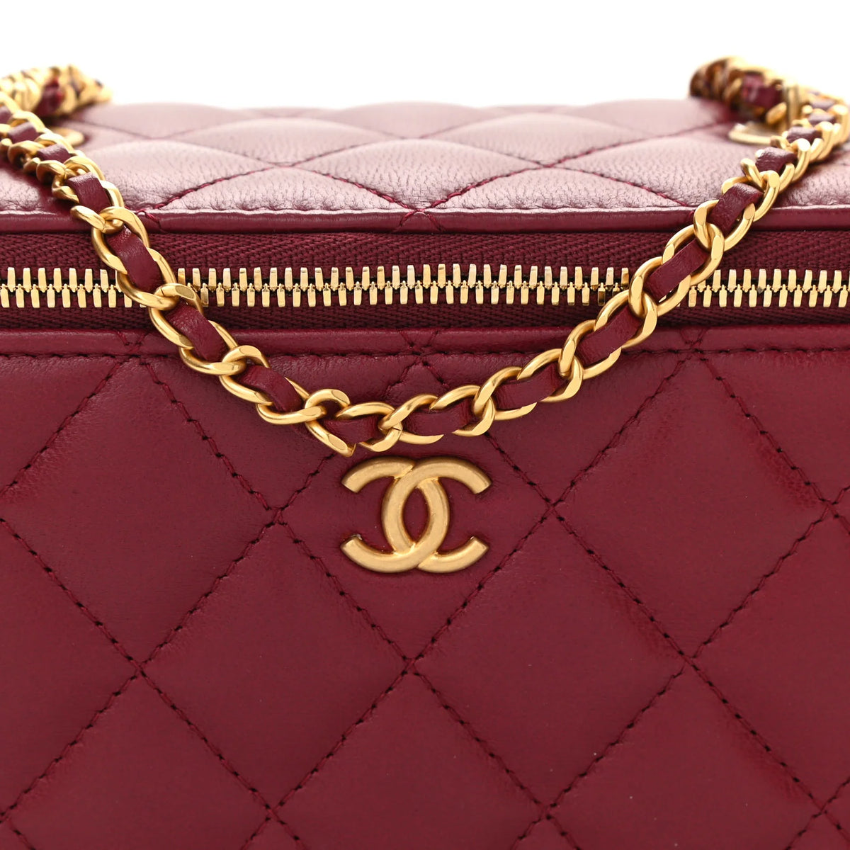 Chanel Lambskin Quilted Small Vanity Case With Chain