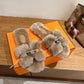 Hermes slippers with soft fur