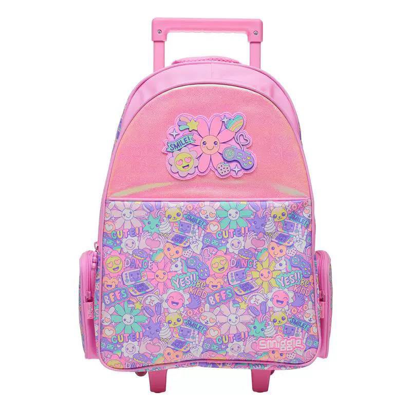Smiggle Epic Adventures Trolley Backpack With Light Up Wheels Pink