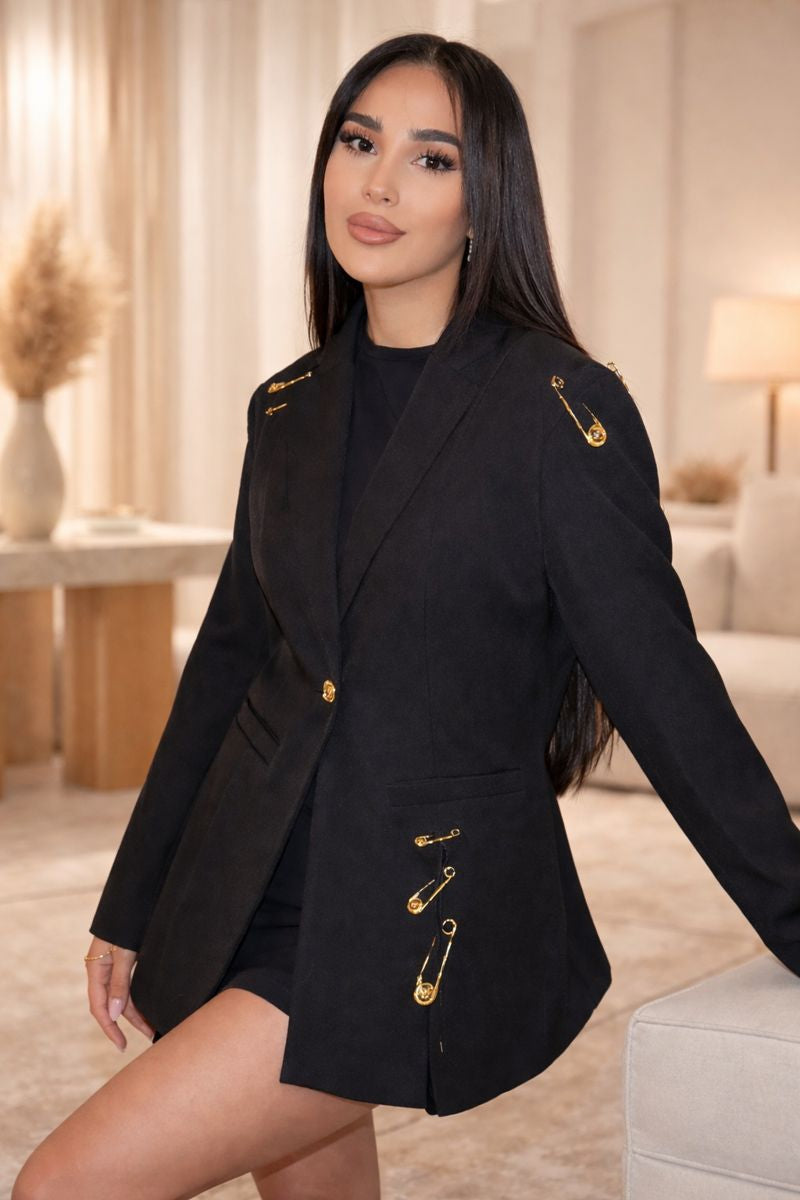 Versace Safety Pin Black Blazer