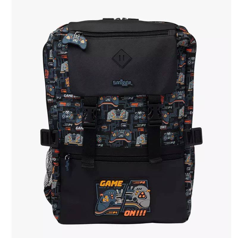 Smiggle Bold Black Gaming Attach Foldover Bag