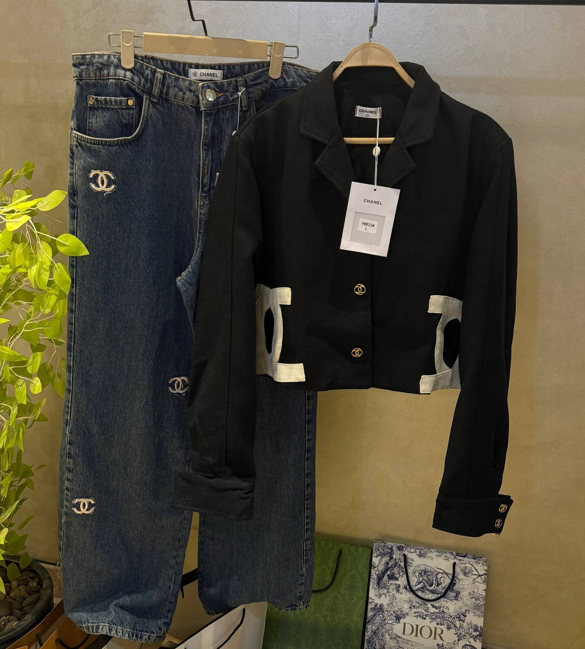 Chanel-style cropped black blazer