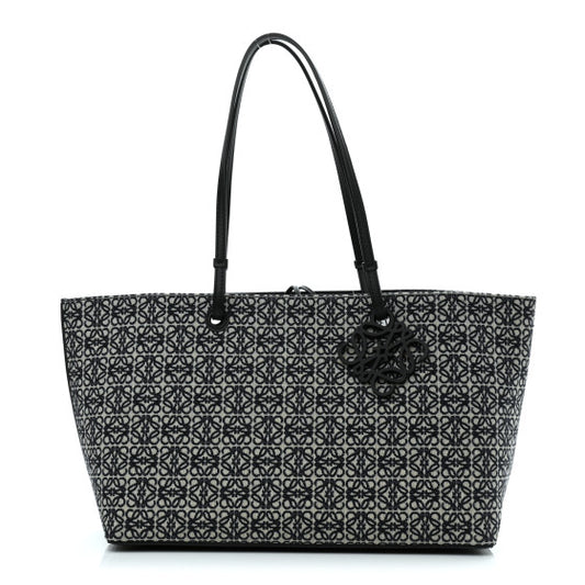 Loewe  Jacquard Anagram Calfskin East West Tote Navy Black