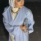 Blue Striped Wrap Long Shirt