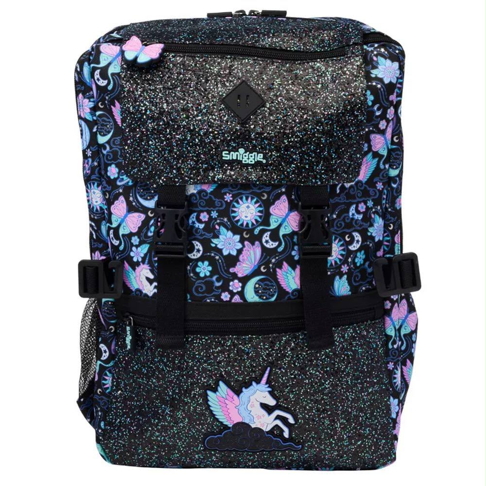 Smiggle Super Charge Attach Foldover 18 inches Backpack Black Mix