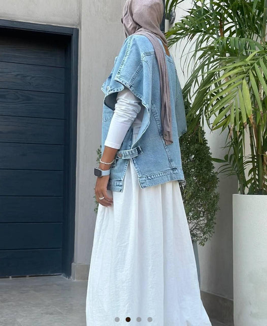 Cut Detail Denim Vest