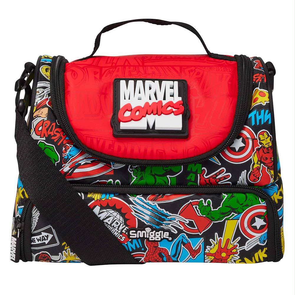 Smiggle Black Marvel Large Double Compartment Lunchbox