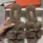 Hermes slippers with soft fur