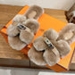 Hermes slippers with soft fur