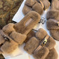 Hermes slippers with soft fur